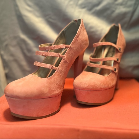 Qupid peach heels women’s size 8 - Picture 2 of 12